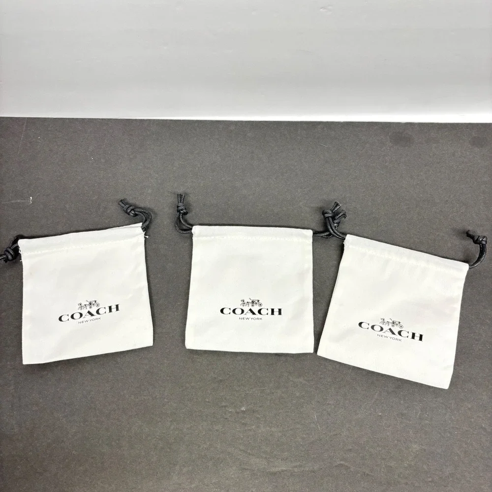Coach Jewelry Key Charm Storage Bags White Canvas Drawstring Dust Bags Small